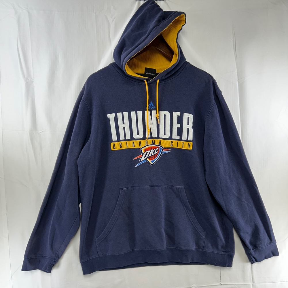 Oklahoma City Thunder Adidas Hoodie Mens XL Navy Blue NBA Pullover Graphic